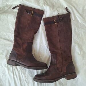 Ugg Castille Java Brown Suede Leather Riding Boots Equestrian 6.5 Tall Boot